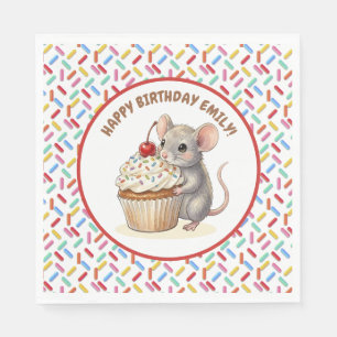 Meisjes verjaardagsfeestje Muis & Cupcake Servet