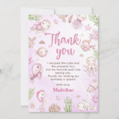 Meisjes Verjaardagsfeestje Onder De Zee Bedankkaart (Voorkant)