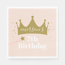 Meisjes verjaardagsfeestje prinsessen kroon servet