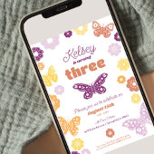 Meisjes Verjaardagsfeestje Retro Vlinder Verjaarda Kaart