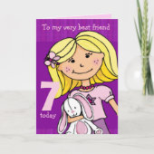 Meisjes verjaardagskaart "Girlie cuddles" paars Kaart (Voorkant)