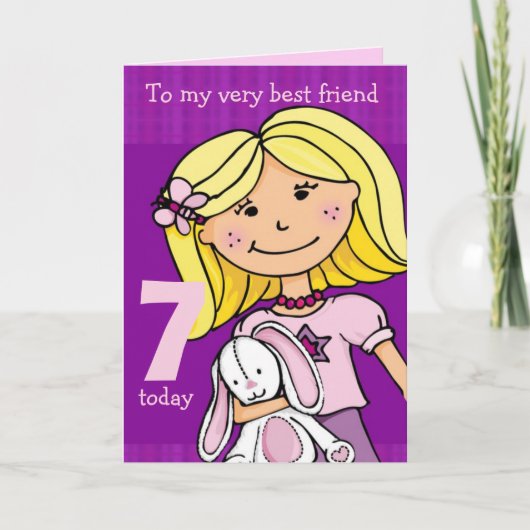 Meisjes verjaardagskaart "Girlie cuddles" paars Kaart (Voorkant)