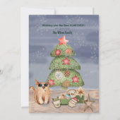 Meisjes versieren kerstboom feestdagenkaart (Achterkant)