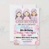 Meisjes verwennen verjaardagsuitnodiging kaart (Voorkant)