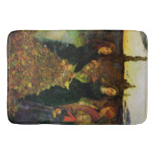 Meisjes verzamelen herfst bladeren voor een vreugd badmat (Voorkant)