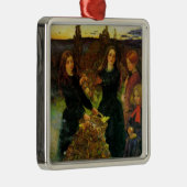 Meisjes verzamelen herfst bladeren voor een vreugd metalen ornament (Rechts)