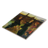 Meisjes verzamelen herfst bladeren voor een vreugd tegeltje (Zijkant)