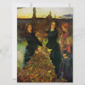 Meisjes verzamelen herfstbladeren voor een vreugde kaart (Voorkant)