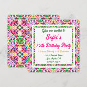 Meisjes Vibrant Summer Green Bright Pink Birthday Kaart (Voorkant / Achterkant)