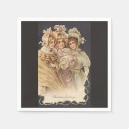  Meisjes Victoriaans Kerstmis Papier Servetten