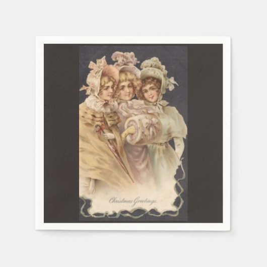 Meisjes Victoriaans Kerstmis Papier Servetten (Voorkant)