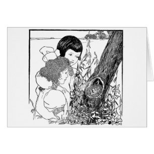 Meisjes vinden een vogelnest