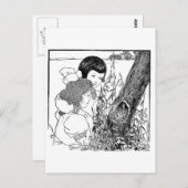 Meisjes vinden een vogelnest briefkaart (Voorkant / Achterkant)