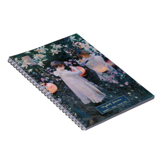 Meisjes Vintage Kunst Elegante Script Gouden Naam  Notitieboek (Rechterzijde)