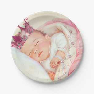 Meisjes Vintage Prinses Baby Shower Papieren Bordje