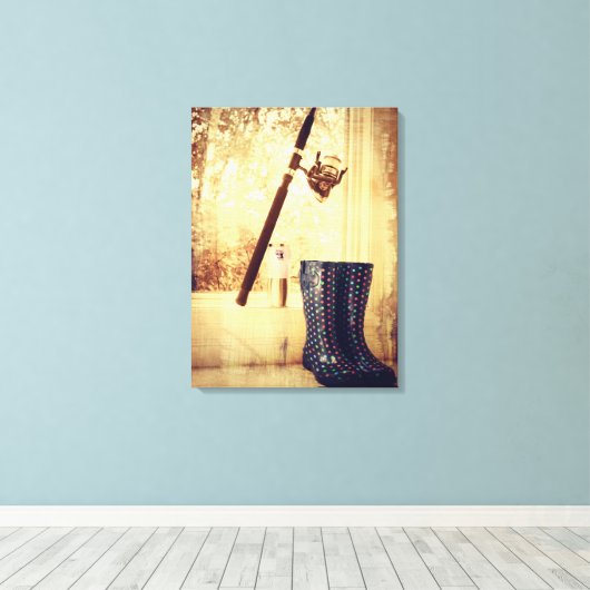 Meisjes vissen ook canvas afdruk (Insitu (Houten vloer))