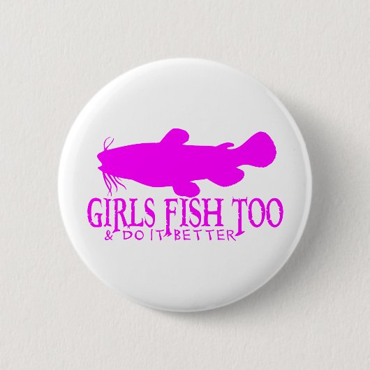 MEISJES VISSEN OP VANGST RONDE BUTTON 5,7 CM (Voorkant)