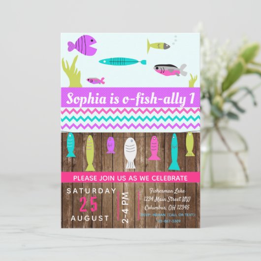 Meisjes Vist Kinderen van Birthday Kaart (Staand voorkant)