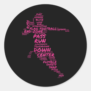 Meisjes Vlag Football Speler Word Art Typografie Ronde Sticker