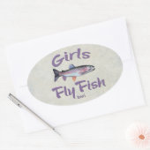 Meisjes vliegen ook! Regenboogforel Ovale Sticker (Envelop)