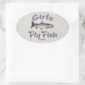 Meisjes vliegen ook! Regenboogforel Ovale Sticker (Tas)