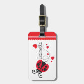 Meisjes vliegend hart lieveheersbeestje rood genoe bagagelabel (Voorkant verticaal)