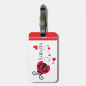 Meisjes vliegend hart lieveheersbeestje rood genoe bagagelabel (Achterkant verticaal)
