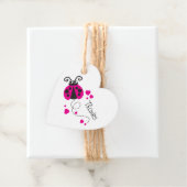 Meisjes vliegend hart lieveheersbeestje roze custo bedankjes labels (In situ)