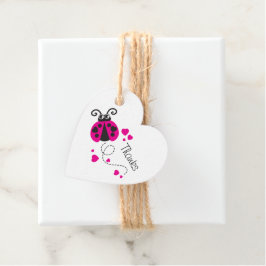 Meisjes vliegend hart lieveheersbeestje roze custo bedankjes labels