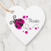 Meisjes vliegend hart lieveheersbeestje roze custo bedankjes labels (Voorkant)