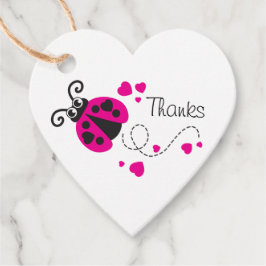 Meisjes vliegend hart lieveheersbeestje roze custo bedankjes labels