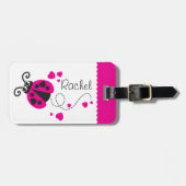 Meisjes vliegend hart lieveheersbeestje roze genaa bagagelabel (Voorkant horizontaal)