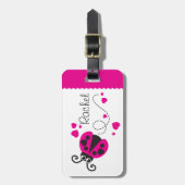 Meisjes vliegend hart lieveheersbeestje roze genaa bagagelabel (Voorkant verticaal)