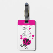 Meisjes vliegend hart lieveheersbeestje roze genaa bagagelabel (Achterkant verticaal)