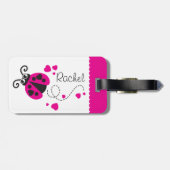 Meisjes vliegend hart lieveheersbeestje roze genaa bagagelabel (Achterkant horizontaal)