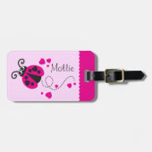 Meisjes vliegend hart lieveheersbeestje roze genaa bagagelabel (Voorkant horizontaal)