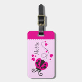 Meisjes vliegend hart lieveheersbeestje roze genaa bagagelabel (Voorkant verticaal)