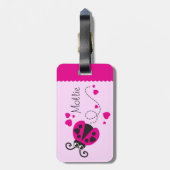 Meisjes vliegend hart lieveheersbeestje roze genaa bagagelabel (Achterkant verticaal)