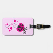 Meisjes vliegend hart lieveheersbeestje roze id ba bagagelabel (Voorkant horizontaal)