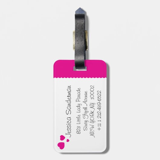 Meisjes vliegend hart lieveheersbeestje wit id bag bagagelabel (Achterkant verticaal)