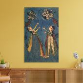 Meisjes vliegende vliegers, Kulu folk schilderij,  Canvas Afdruk (Insitu (Woonkamer))