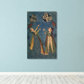 Meisjes vliegende vliegers, Kulu folk schilderij,  Canvas Afdruk (Insitu (Houten vloer))