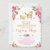 Meisjes-vlinder Waterverf Floral Baby Kaart (Voorkant)