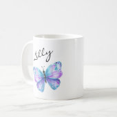 Meisjes-vlindermonogram Koffiemok (Voorkant links)