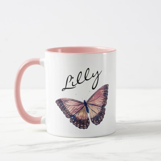 Meisjes-vlindermonogram Mok (Links)