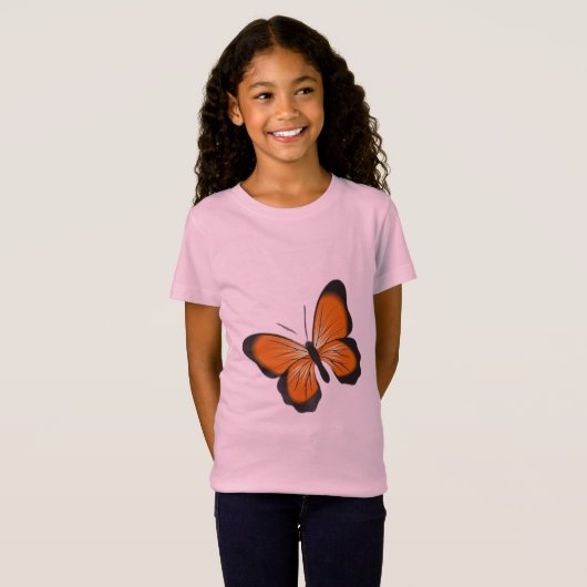 meisjes vlinderroze classic casual T-Shirt (Voorkant volledig)