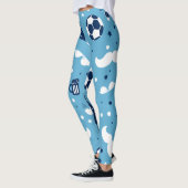 Meisjes Voetbal Aqua Blue Ball Star Patroon Kleurr Leggings (Links)
