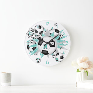 meisjes voetbal blaast licht blauwgroen grijze ste grote klok