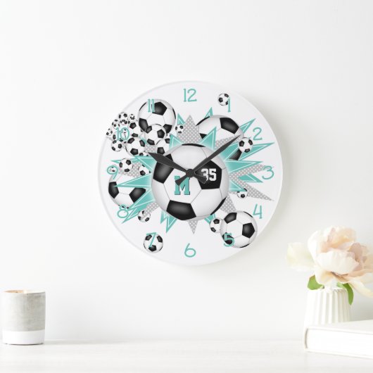 meisjes voetbal blaast licht blauwgroen grijze ste grote klok (Huis)