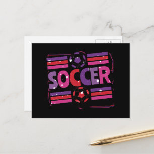 Meisjes Voetbal Geometrische Retro Typografie Briefkaart